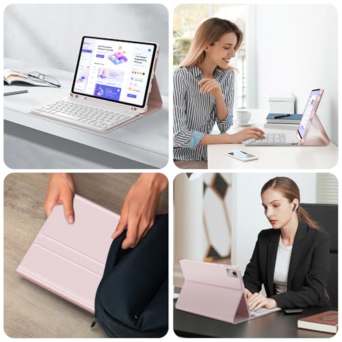 Clavier Bluetooth Lenovo Tab M11 AZERTY magnétique rose - 7