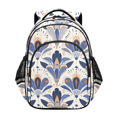 Mochila escolar para niñas y niños, estudiantes, escuela primaria, escuela secundaria, mochilas de viaje para niños, mochilas de viaje retro, patrón de flores francesas, color naranja, azul, mochilas