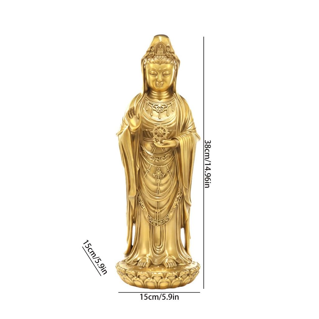 Posąg Buddy do wnętrz kult do domu mosiężny posąg Buddy Ozdoby Guanyin posąg Buddy Biuro Metalowe Ozdoby Rzemiosło Medytująca Figurka Buddy Rzeźba