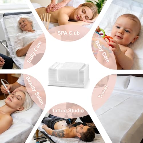 Image of Spa Bed Sheets Disposable Massage Table Set, 30 Pcs Massage Sheets Cover Non-Woven Fabric for Beauty Salon, Hotels, 70'' x 31''