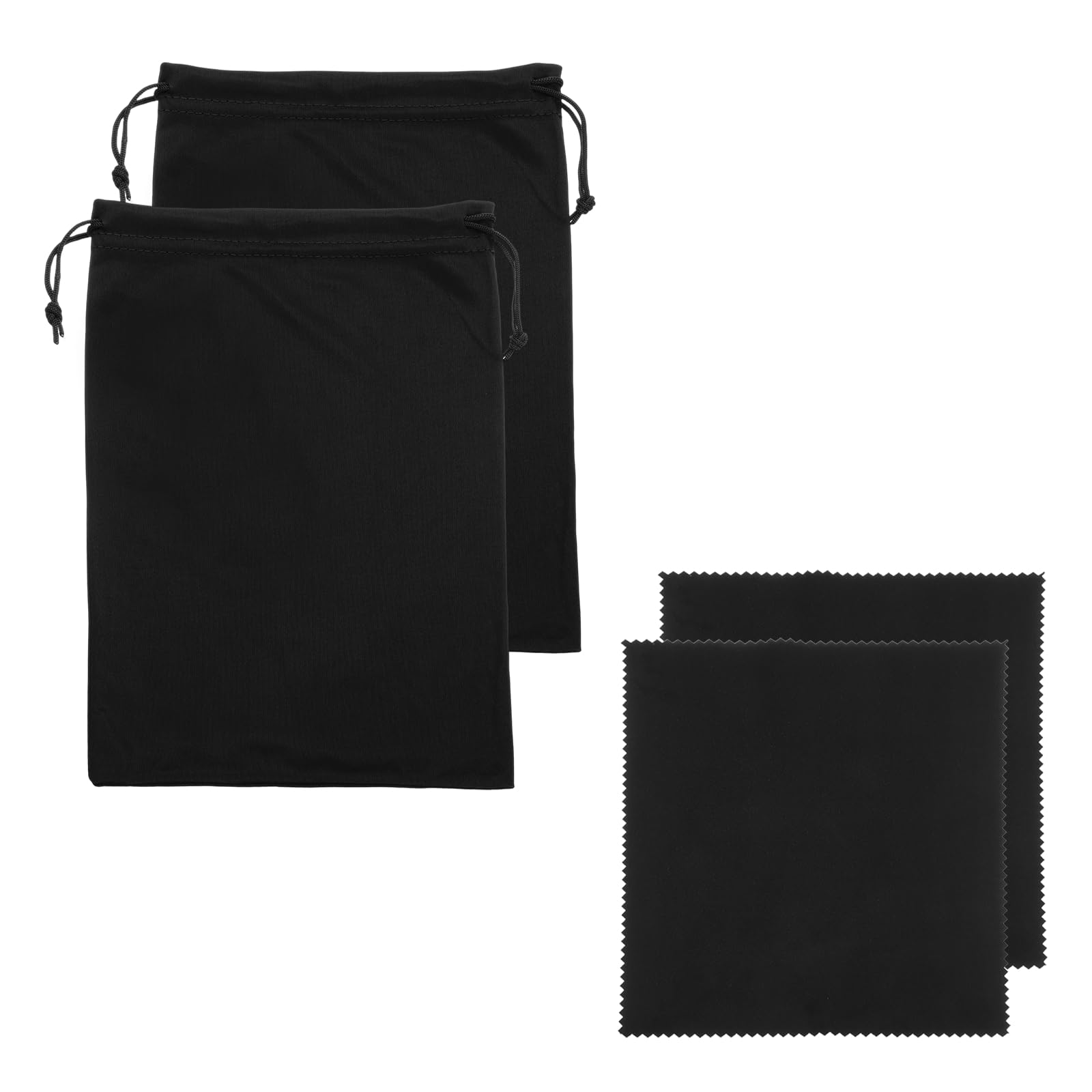 YELARXI Ski Goggle Bag, Microfiber Bag with Cleaning Cloth Drawstring Pouch Soft Storage Sleeve Case Protection 2 Pcs & Black-Fitting for (Snow Swimming Goggle/Sunglasses/Camera)