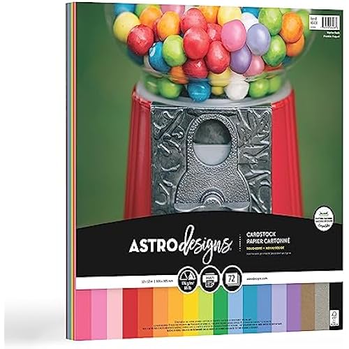 Astrodesigns/Creative Collection Starter Kit Cardstock, 12" x 12", 65 lb/176 gsm 18-Color Assortment, 72 Sheets (46408-03)