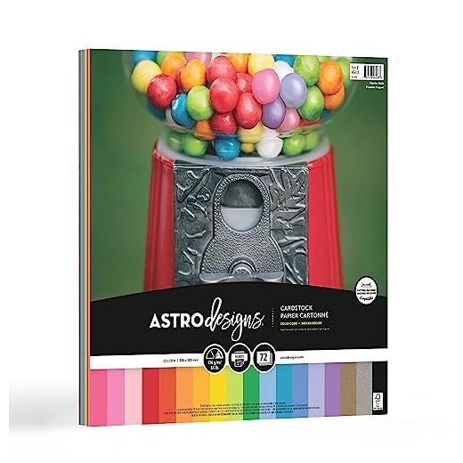 Astrodesigns/Creative Collection Starter Kit Cardstock, 12" x 12", 65 lb/176 gsm 18-Color Assortment, 72 Sheets (46408-03)