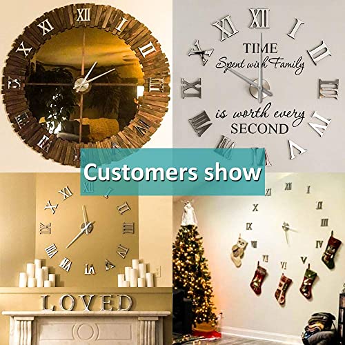 Mintime Frameless Diy Wall Clock 3D Acrylic Sticker Roman Numbers Adhesive Modern Art Wall Clock Parts Kit Home Decorations For Living Room Bedroom #TOP2