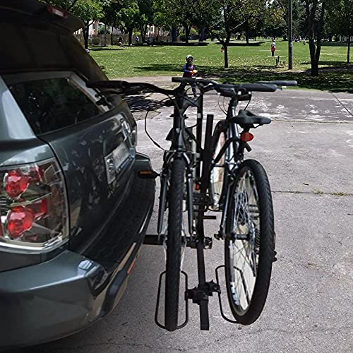 EDOSTORY Tray Hitch Mount Bike Rack,Foldable 2 Dark Black Bicycle Rack fit for Cars, Trucks, SUV and Sedan with 1.25\" and 2\" Hitch Receiver-Hitch Stabilizer