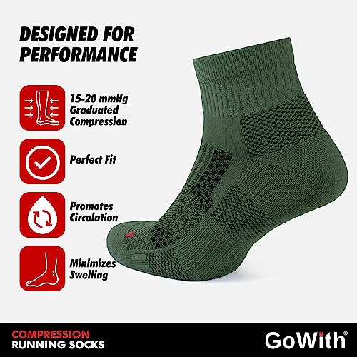 GoWith 2/4 Pairs Quarter Running Socks for Men & Women, Athletic Anti-Blister Cushioned Seamless Padded Ancle Socks2