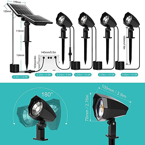 Cly Solar Landscape Lights 4 In 1 Led Solar Spotlights Waterproof Ip66, Warm And Cold White Solar Outdoor Light Auto On/Off Landscape Lighting For Garden, Lawn, Patio, Yard, 2700K 4000K 6000K #TOP1