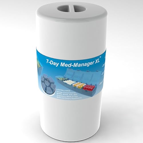 Miniatura 9 de 4Thought - Organizador de píldoras extra grande, diseño duradero, pastillero semanal para encimera, administrador médico de 7 días, XL