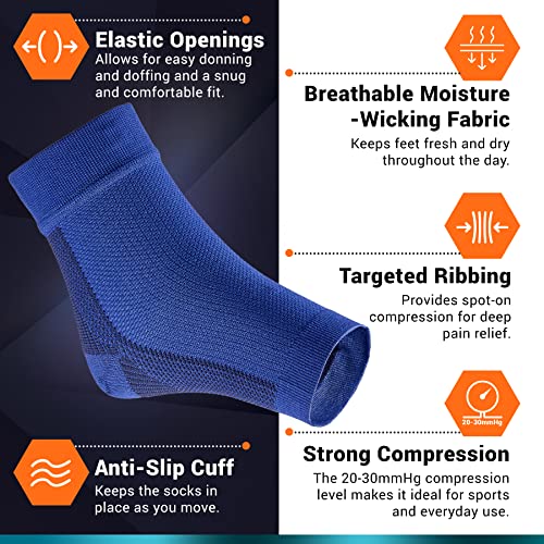 Compression Socks 20-30mmHg for Plantar Fasciitis, Achilles Tendonitis Relief - Ankle Compression Sleeve for Heel Spurs, Foot Swelling & Fatigue - Arch Support Brace for Everyday Use (1 Pair)
