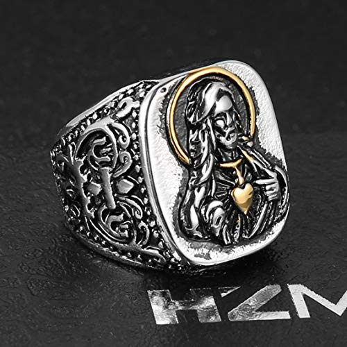 Hzman Vintage Silver Gold Tone Jesus Blessing Christian Stainless Steel Rings For Men Women Religious Band #TOP2