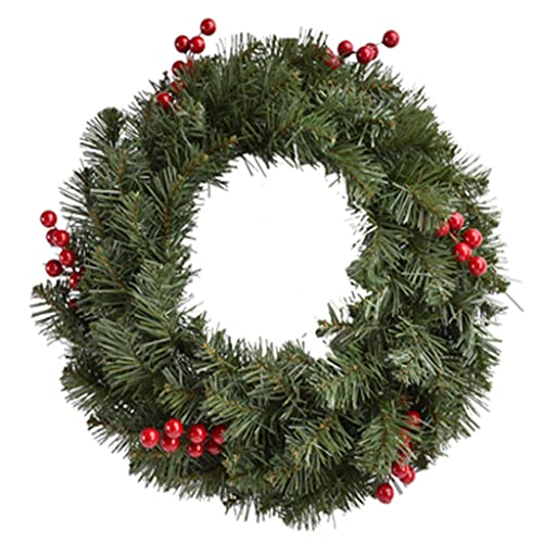Couronne de Noël pour porte d'entrée à aiguilles de pin et baies