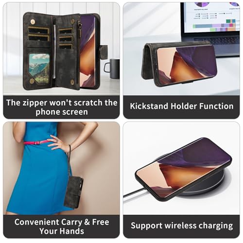 Housse portefeuille Samsung Note 20 Ultra zippée anti-rayures avec sangle - 5