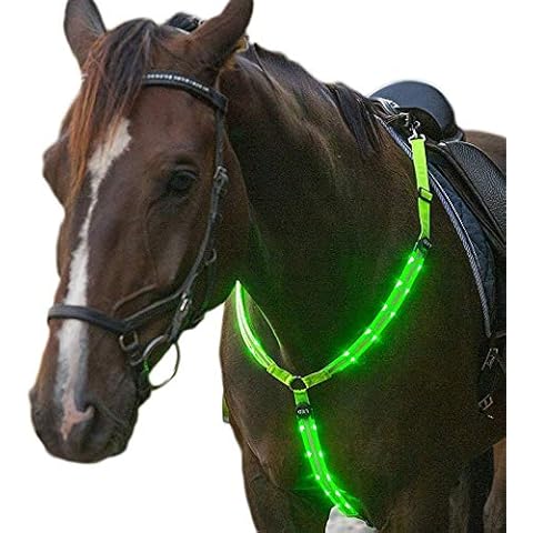 LED Horse Breastplate Collar,Chest Strap Horse Harness with LED Light Point Light Horse Harness Horse Chest Strap for Dark Surroundings, Outdoor And Equestrian Sport,Green Cover