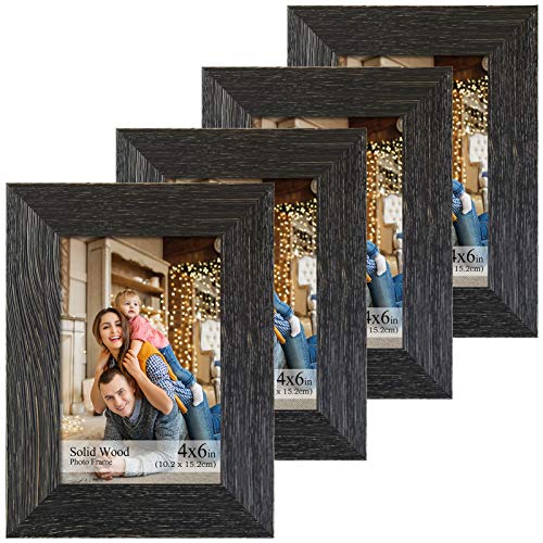 Ddaoty 4X6 Picture Frame - Made Of Solid Wood And Real Glass, Black 4X6 Frames Display Pictures 4X6 For Tabletop Or Wall, Rustic Black #TOP2