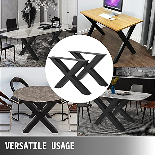 VEVOR Set of 2 Steel Table Legs, 28 Height 31 Wide Dining Table Legs,Heavy Duty 3.1" Square Box Section X Frame Table Legs,28x31x3.1 Inch Black Color Industrial Country Style Metal Dining Legs by VEVOR - Image 7