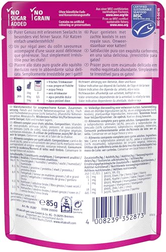 Vitakraft Poésie Délice, Nassfutter Katze, Katzennassfutter in Sauce, mit Seelachs, Vorratspackung, ohne Zusatz von Zucker und Getreide (23x 85g)