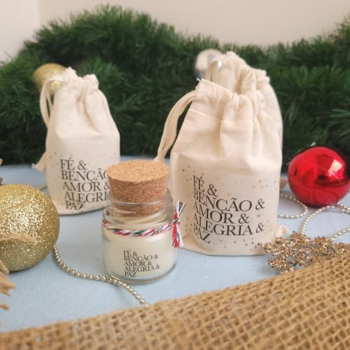KIT 5 VELAS DE NATAL COM TAMPA DE ROLHA (40g) | FÉ E BENÇÃOS