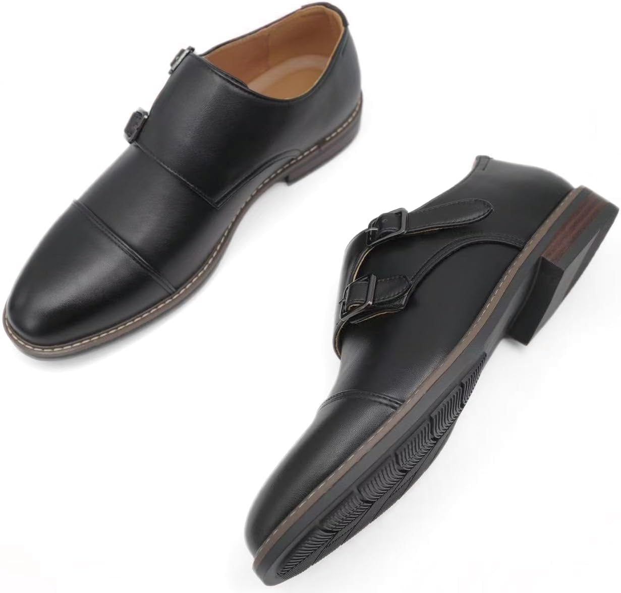 Finishing & Sewing Men's Double Buckle Monk Shoes