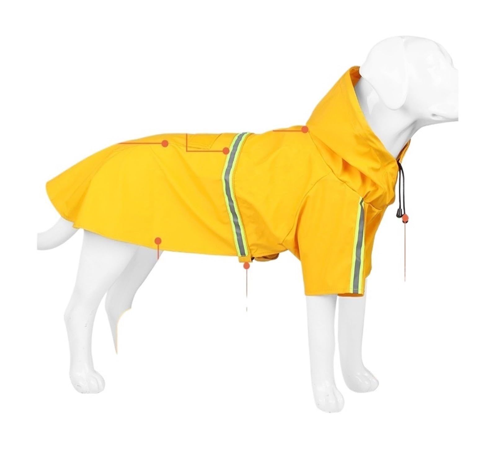 Manteau de pluie imperméable et réfléchissant pour chien de petite, moyenne et grande taille, manteau coupe-vent en polyuréthane (jaune, taille S)