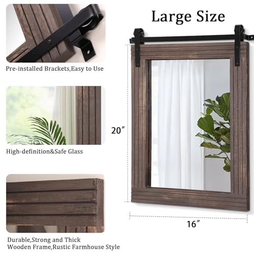 Miroir bois rustique AAZZKANG 50x40 cm rectangle style grange