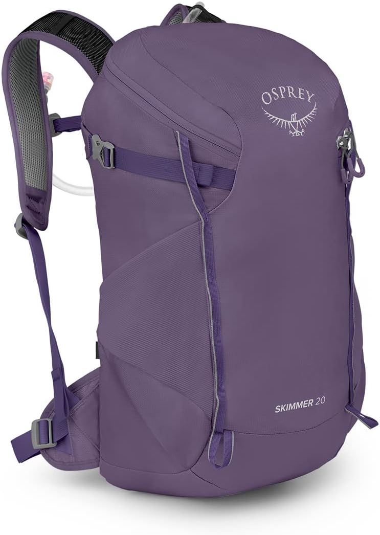 Mochila de senderismo para mujer Osprey Skimmer 20L con depósito hidráulico, color morado OS | mochila de senderismo, mochila de día, mochila de viaje, mochila de camping, mochila de hidratación, vejiga de agua, depósito de agua, vejiga de hidratación