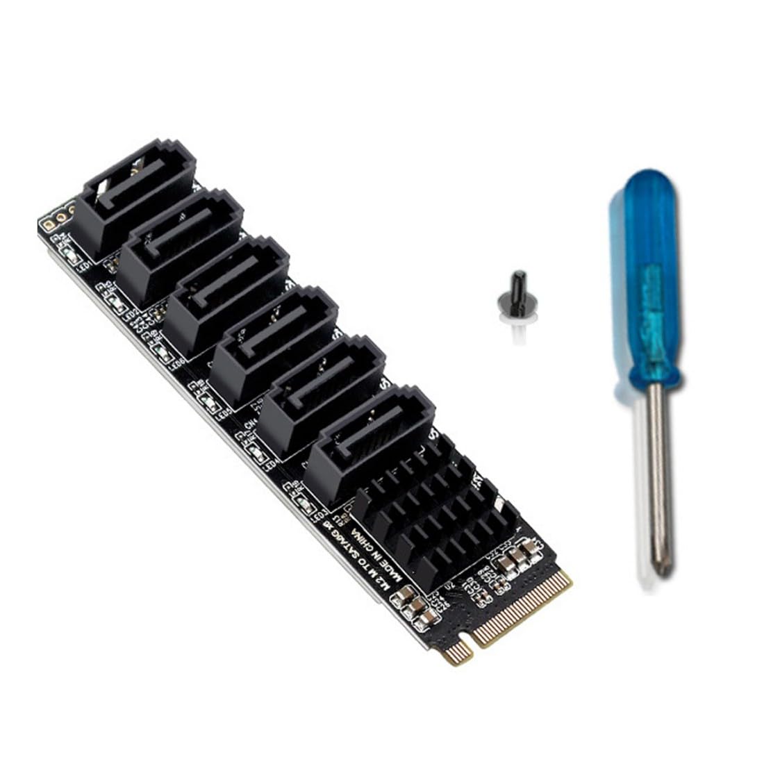 chenyang 6 Port M.2 to SATA 3.0 Adapter,PCIe 3.0 to SATA III Expansion Card Adapter 6Gbps with Smart Indicator Light