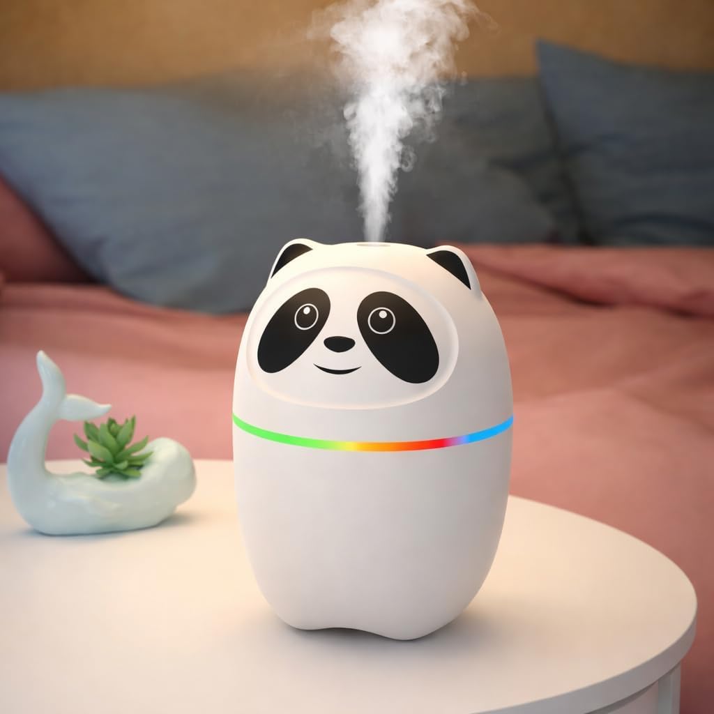 KIMEE Panda Cool Mist Humidifier & Essential Oil Aroma Diffuser – Ultrasonic Quiet Air Humidifier for Room, Office, Car & Baby | Portable Moisture & Relaxing Night Light for Home (Panda) Multicolor-image-9