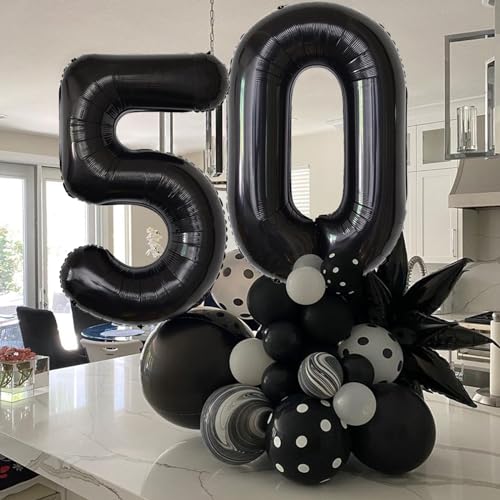 Image of Number Balloons Black Party Balloon - Giant Number 10 Balloon, 40 Inch Large Balloon for Birthday Decorations, Black Party Supplies for Men Women