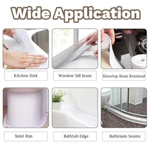 Image of Waterproof Self Adhesive Caulk Tape 1.5 inch x16.5 FT Instant Sealant Tape for Bathroom Sink Shower Pipe Joints Heavy-Duty No Residue Indoor Outdoor Waterproof Seal Tape