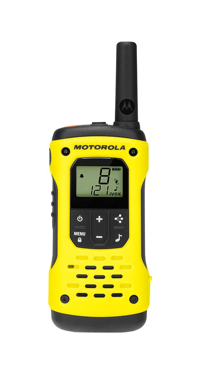 MOTOROLA Solutions - Lot de 2 Talkie Walkies - TALKABOUT T92 - PMR446 - Noir/Jaune - Longue portée -Indice IP67 - Fonctionnent avec Batterie