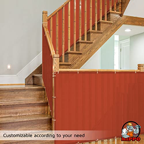 Image of HIPPO Baby Safety Net for Balcony Child Protection Stairway Safety Net Railing Guard for Kids Staircase Protector with Tie-Cords Breathable Fabric Indoor Outdoor Use (1MTX4MT, Brown)