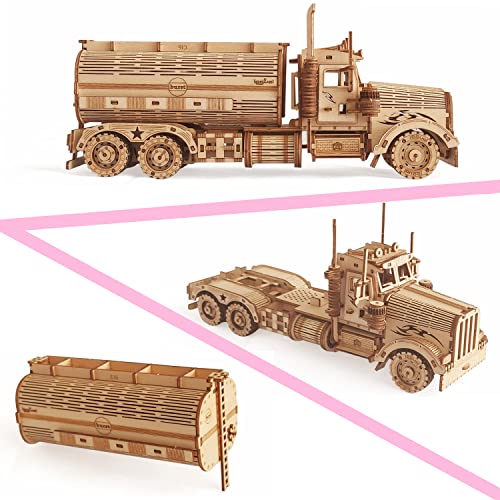 3D Wooden Puzzle - Wood Mechanical Tank Truck Model Kits - Coin Bank Crafts Model - Wooden Stem Diy Brain Teaser Puzzles, Birthday For Kids And Adults Teens Boys Girls #TOP4