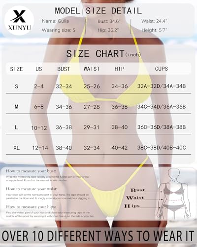 Image of XUNYU Thong Bikini Sets for Women - Brazilian Micro String Bikinis Sexy Two Piece Swimsuit Triangle Top Halter Bathing Suits