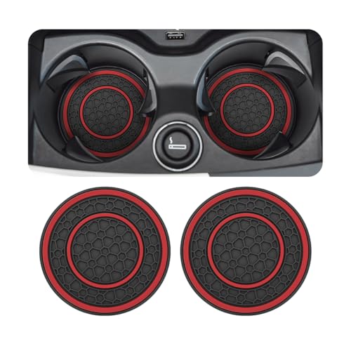 Image of Osilly 2 Pack Car Coasters for Cup Holder, 2.75 Inch No-Slip Anti Dust Insert Coaster, Universal Auto Waterproof Coasters Silicon Insulation Cup Mats for Woman Man, Suit for Vehicle Interior (Red)