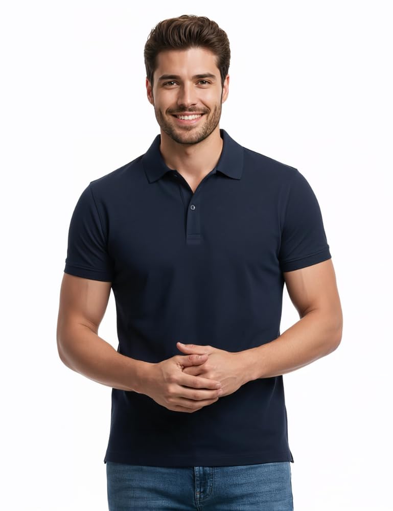 Men's Classic White Polo T-Shirt, Short Sleeve, Casual Wear-image-33