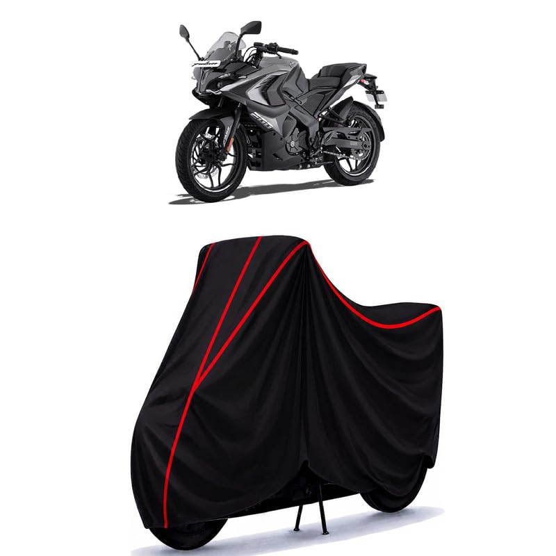 Image of Bajaj Pulsar RS 200 BS6 Water Resistant Bike Cover for All Motorcycles & Rain | Heavy Duty Taffeta Fabric | UV Protection, Dustproof, Scratchproof | All Weather Two Wheeler Cover with Elastic Bottom