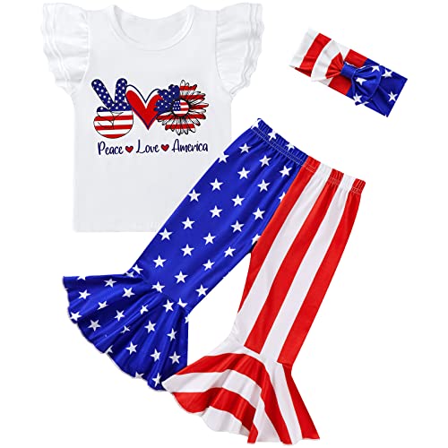 Image of Weixinbuy Baby Girl Clothes 1st Birthday Outfit Set Bell Bottom Pant Halter Crop Top Pant Set Toddler Girl Summer Clothes