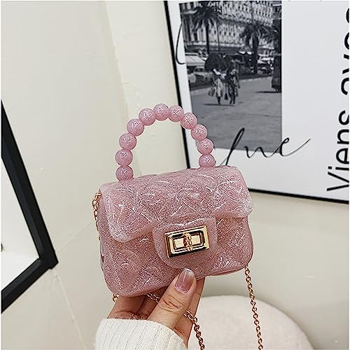 Women Girls Mini Jelly Purse Small Candy Color Jelly Crossbody Bag Cute Princess Shoulder Bag with Pearls Top Handle4