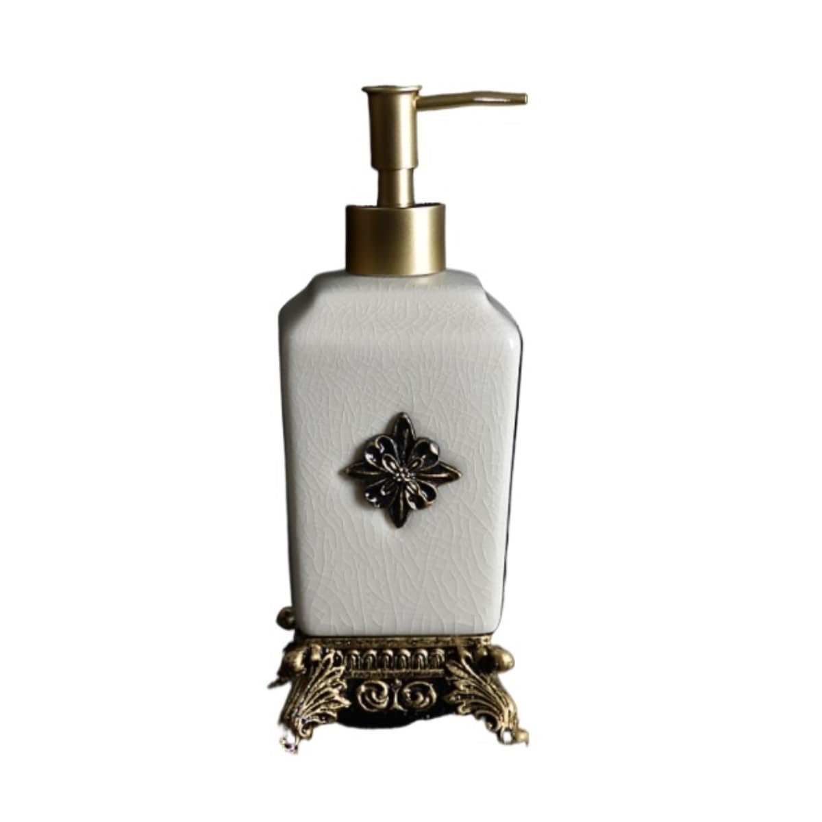 Dispenser Sapone Ricaricabile Distributore di Sapone per lozione, distributore in Ceramica, flacone Liquido Decorato con Motivo Floreale Base Dosatore Liquido