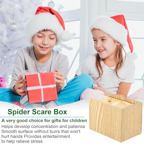 Tccydm 2PCS Spinne In Box Spinne Streich-Box Holz Streich Spinne Spinnen Prank Box Holz Prank Spider Scare Streich, für Kinder Erwachsene Party Favors Gifts