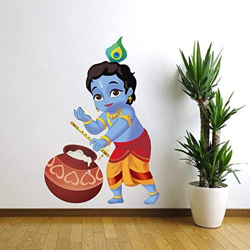 DreamKraft Bal Krishna Decorative Wall Sticker Decal for Living and Kids Room Decor(PVC Vinyl, 50 cm X 71 cm Color- Multicolor)