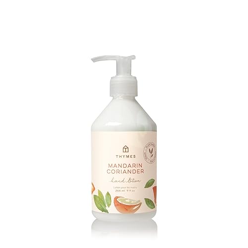 Thymes Loción hidratante de manos de cilantro de mandarina, hidratante de manos con manteca de karité y aloe vera para belleza y cuidado personal,