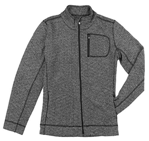 Marc New York Performance Women's Fleece Lined Performance Full-Zip Sweater (X-Small, Black/White Herringbone)