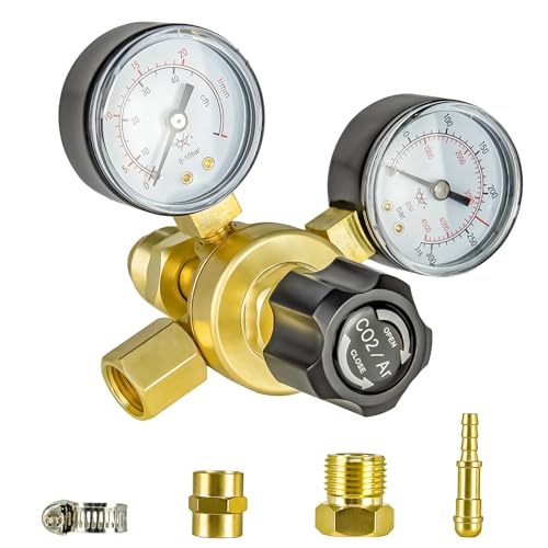 Zistel CO2 Argon Regulator Gauges Gas Welding 0-4500PSI Argon Gas Regulator for Mig Tig Weld CGA580 Inlet Connection