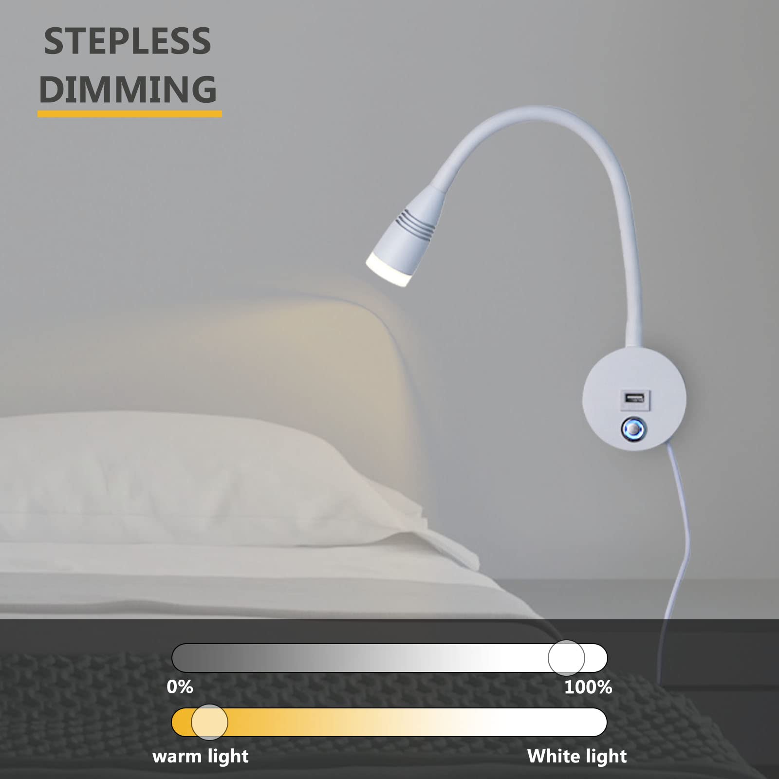 Mexllex - Lampe Col De Cygne USB | 360° Réglable | 2700-5700K