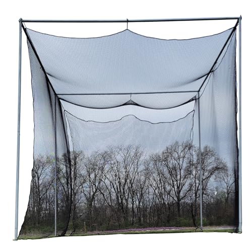 Jones Sports 10' x 10' x 10' #252 Knotless Nylon Golf Net and 10' x 10' Baffle with Complete Push-Button Frame