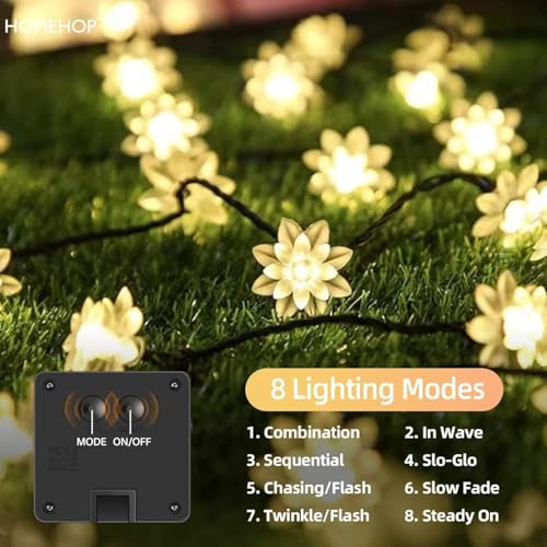 Image of CBK 75 Flower LED Fairy String Solar Silicon Flower 10 Meter Waterproof 8 Mode Outdoor /Indoor Waterproof Solar Powered Led String Light, Decorations for Garden Yard Balcony (Warmwhite)