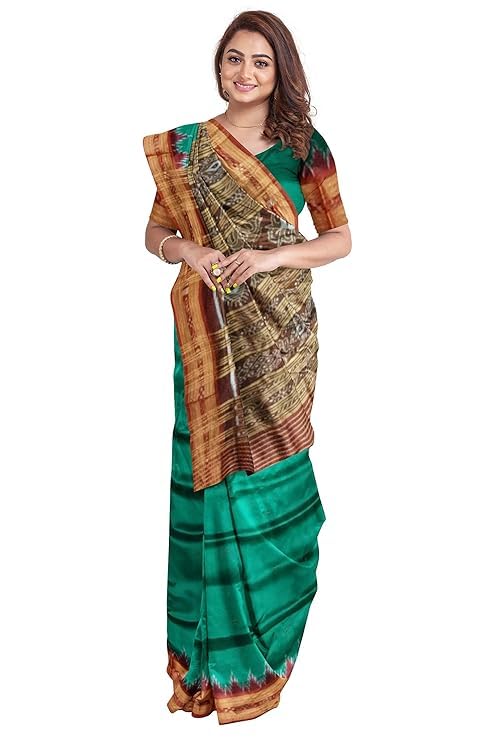Image of Handmade Pure Bomkai Silk Saree Khandua Natural Silk Ikkat Saree For Women /Ethnic Wear /Traditonal Saree /Handloom Saree With Regular Fit Blouse Piece