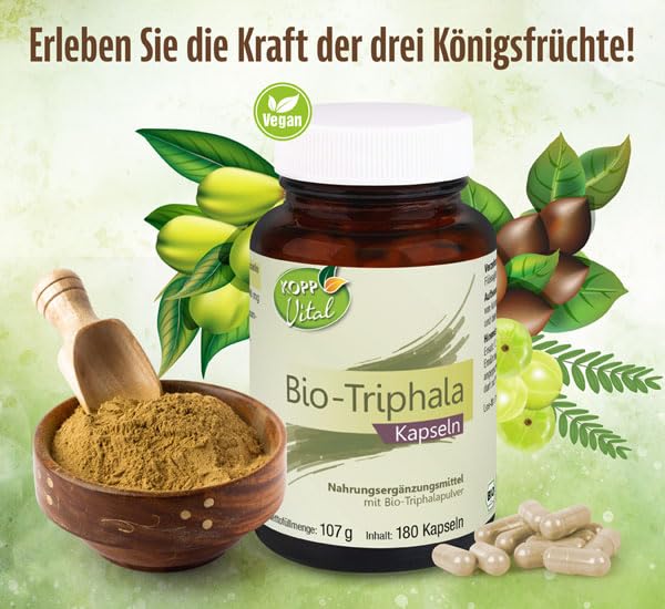 KOPP Vital® Bio-Triphala | 180 Kapseln | 107 g | natürliche Qualität und Reinheit | hochdosierte Triphala | Bio-Anbau | Ayurveda | vegan – Bild 3