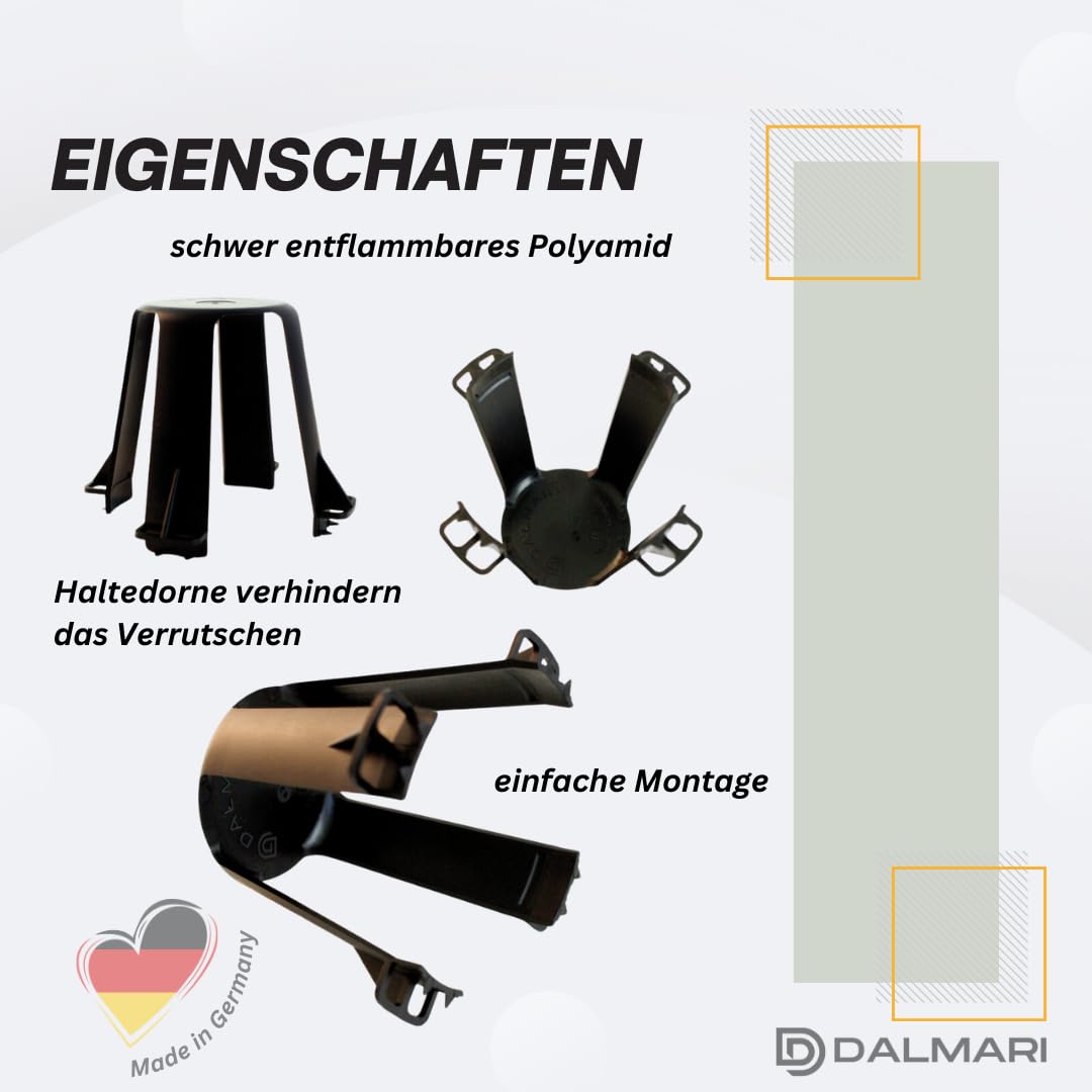 Abstandshalter für Einbaustrahler LED Halogen Spots, Hitzeschutz für Einbauspots, 10 Stück, Schwarz, 62-90 mm
